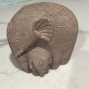 Hand Carved Stone Elephant With Baby - from floating markets in Siem Reap